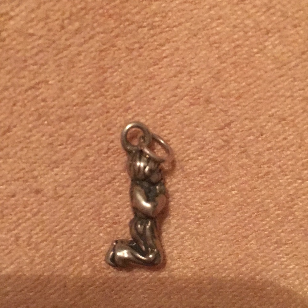 Praying Boy Child Solid Sterling Silver Charm 925… - image 3